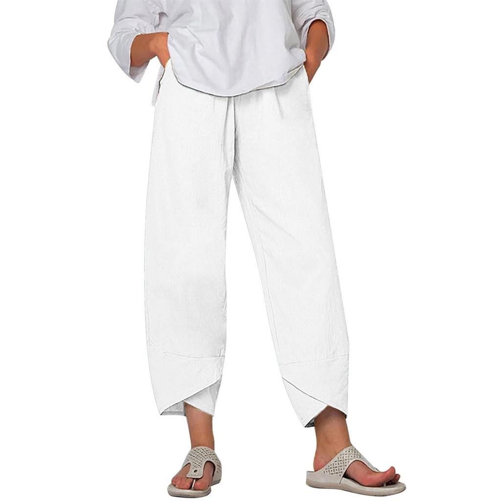 Schlichte, lockere, legere Neun-Punkt-Hose für Damen in Übergröße: Neue Cross-Border-Solid-Color-Kollektion