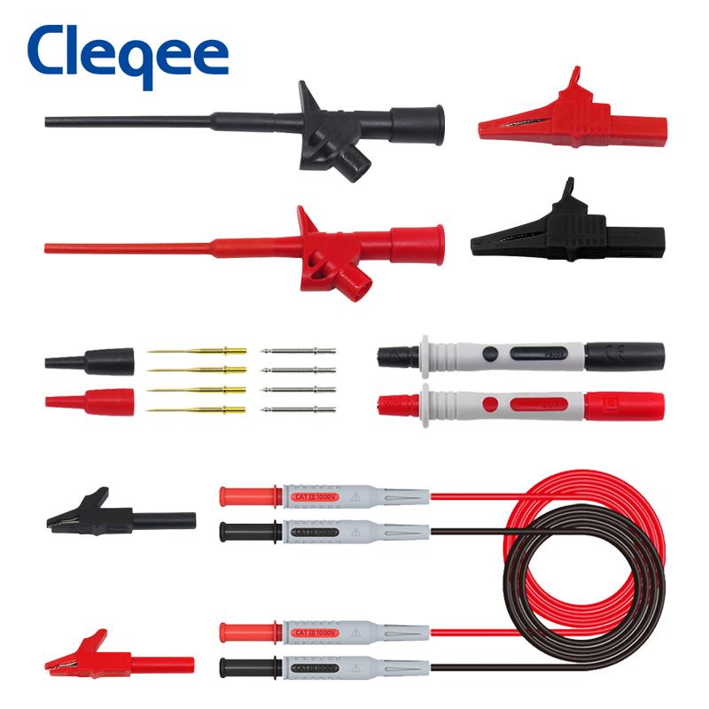 

Комплект тестовых проводов Cleqee для мультиметра, автомобильный зонд, кабельный инструмент с изолированным гибким зажимом для быстрого тестирования
