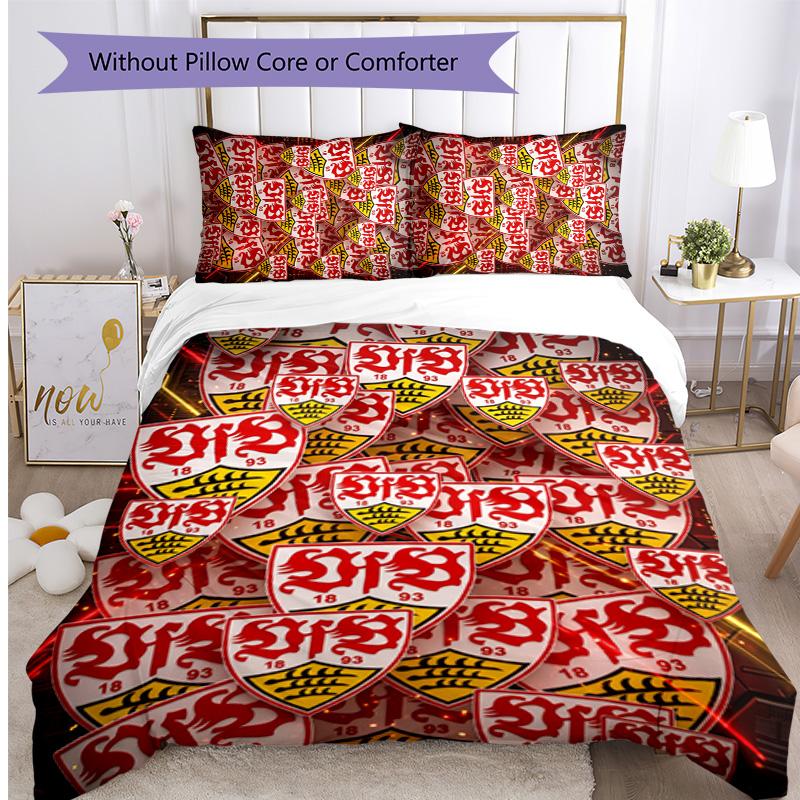 Set Lenzuola Stampato Calcio VfB Stuttgart 3 Pezzi, Comodo Set Copripiumino per Camera da Letto Amico della Pelle