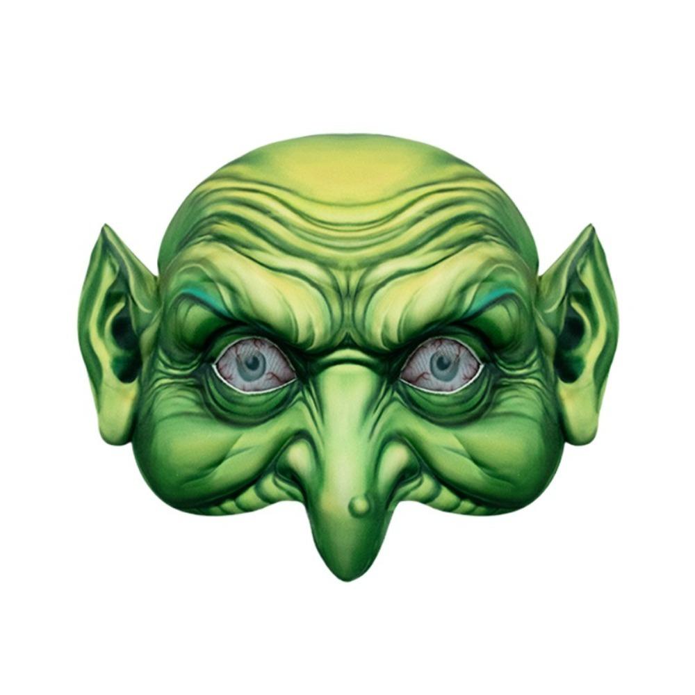 Spider Web Halloween Horror Witch Mask Green Demon Mask Makeup Witch Wig Hat Mask Set  Men
