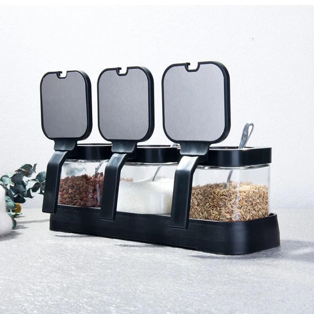 4ks Nerezových Víček Sada Kořenek Skleněná Solnička Módní Nádoby na Koření Cukr