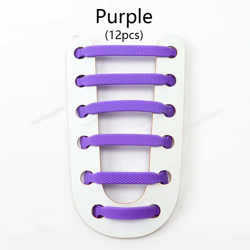 12Pcs Stretch Silicone Shoelaces No Tie Shoe Laces Elastic Laces Sneakers Kids Adult Rubber Shoelace One Size Fits All Shoes