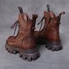 Women's leather sponge cake thick soled boots for autumn and winter British style single boots