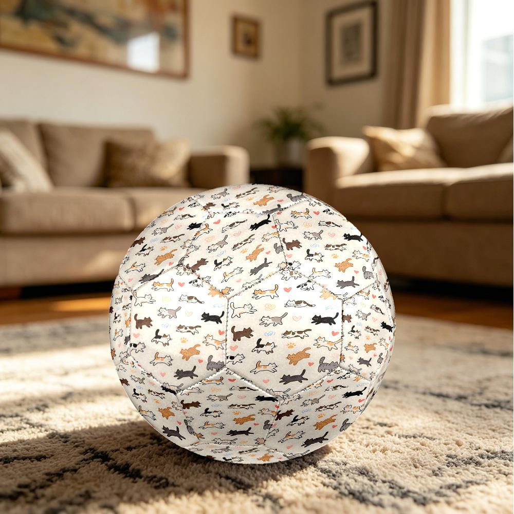 1pc Cats Cream Background Size 5 Soccer Ball Professional Match Training Football Indoor &Outdoor Sports Ball Lightweight Durable C6519