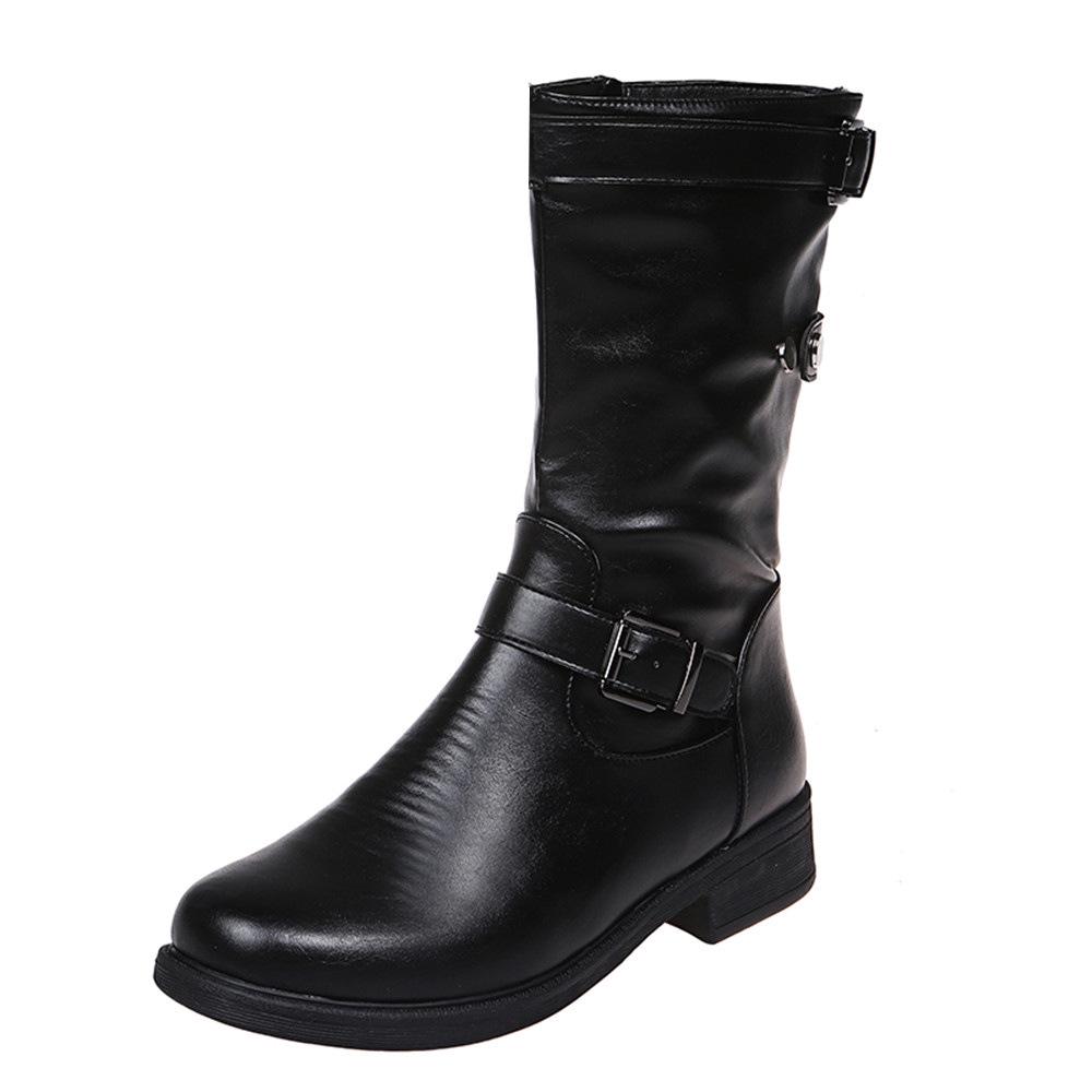 2021 Autumn/Winter Plus Size Women's Leather Boots - European American Style
