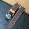 Hochwertiges 24mm hellbraunes Vintage Italien Echtleder Armband für PAM111 PAM441 PAM Uhrenarmband Schmetterlingsschnalle Stil Gürtel