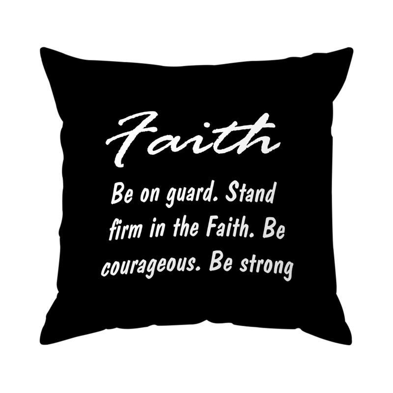 Home Decor Believe Faith Joy Love Inspirational Pillows Pattern Cushion Cover Suitable For Sofa Bedroom Car Pillow Cover