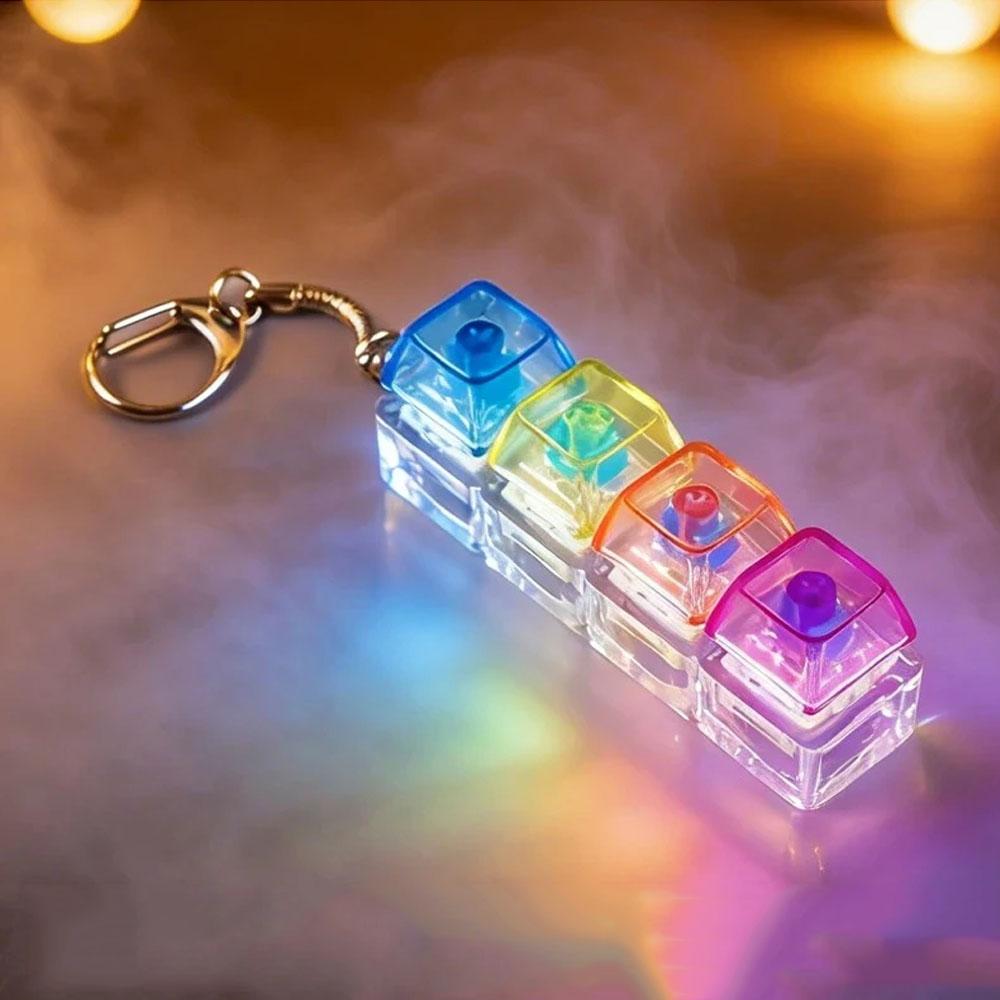 New Stress Anxiety Relief Keyboard Keychain Four Finger Button For Office Home Adults Kid Decompression Clicker Hot Gadget Gifts