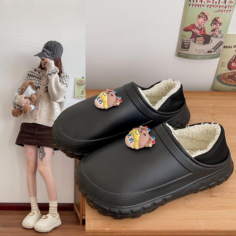 2025 Wasserdichte Plüsch-Baumwollpantoffeln: Gemütliche Indoor-Schuhe mit Fersenbedeckung für Damen & Herren