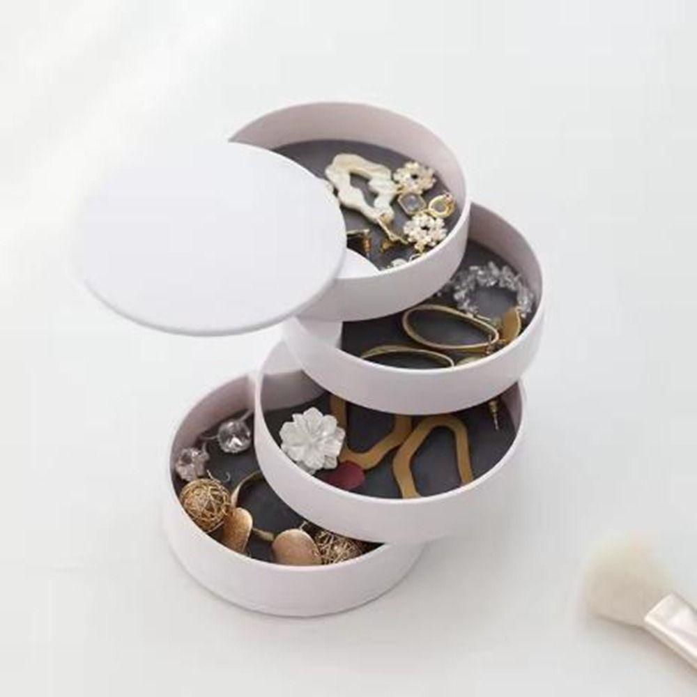 Velvet Lined 4 Layers Jewelry Storage Box Dustproof Makeup Box Desktop Storage Box  Birthday Gift