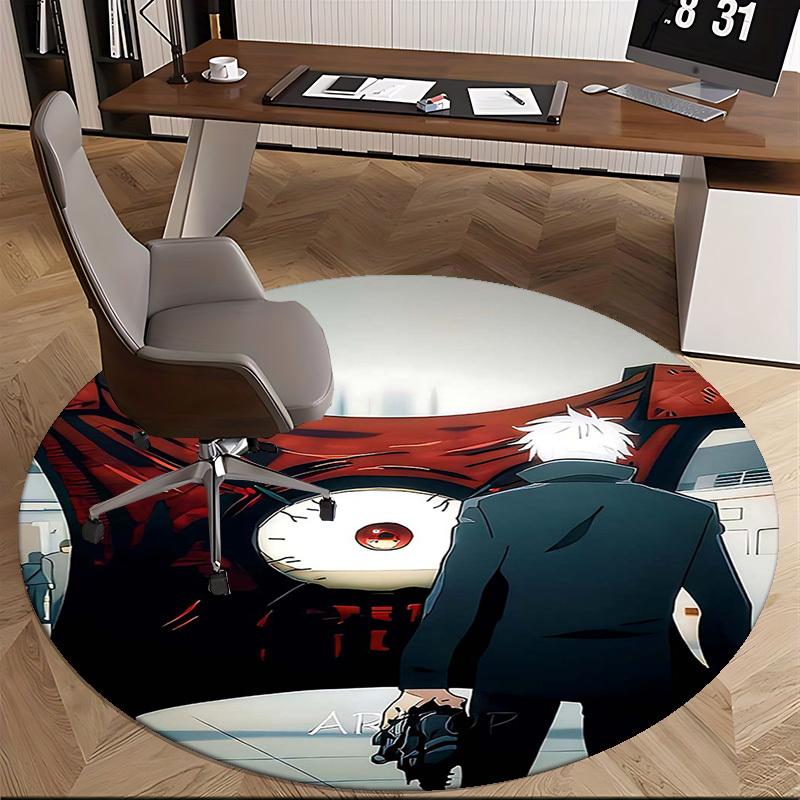 1pc Anime Design Round Carpet - Tokyo Ghoul Theme Chair Mat for Office, Home Decor, Living Room