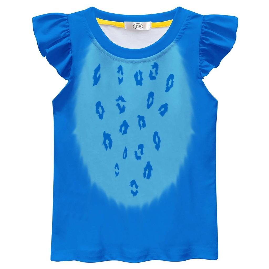 Kids Girls Anime Cartoon K-Pop Tiger Print T-Shirt Pleat Skirt Clothes Sets