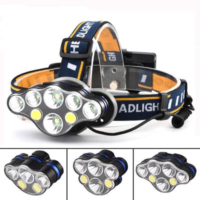 Strong Light Headlamp LED + COB Headlamp T6 Head Mounted Outdoor Torch Rechargeable Flood Light