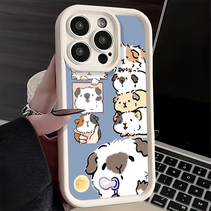 Phone Case for iPhone 17 Air 16E 15 16 Pro Max Cartoon Cute Hamster Cover 14 Plus 13 12 Mini Soft Shell Silicone Fundas