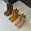 Retro Round Head Casual Simple Short Boots Women's 2025 Autumn and Winter New Outer Wear Inner Thin Boots
