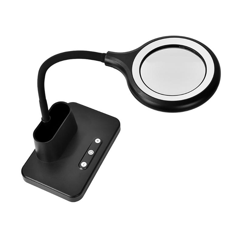 Mehrzweck-Schreibtischlampenlupe mit 5-facher Vergrößerung, drei Lichteinstellungen und USB-Aufladung zum Basteln und Lesen