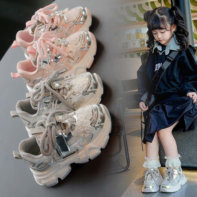 New autumn style girls' shoes, children's casual sports shoes, princess dad shoes for girls, popular online