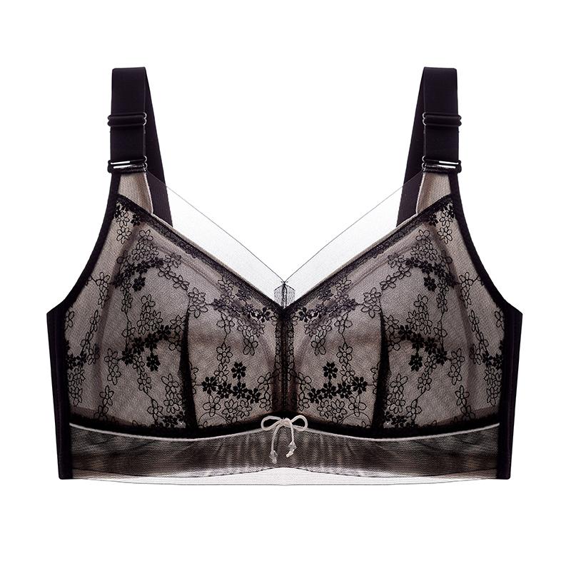 Push-up Thin Full-cup Bra That Supports Side Breast Tissue Wire-free Makes Large Breasts Appear Smaller and Prevents Sagging