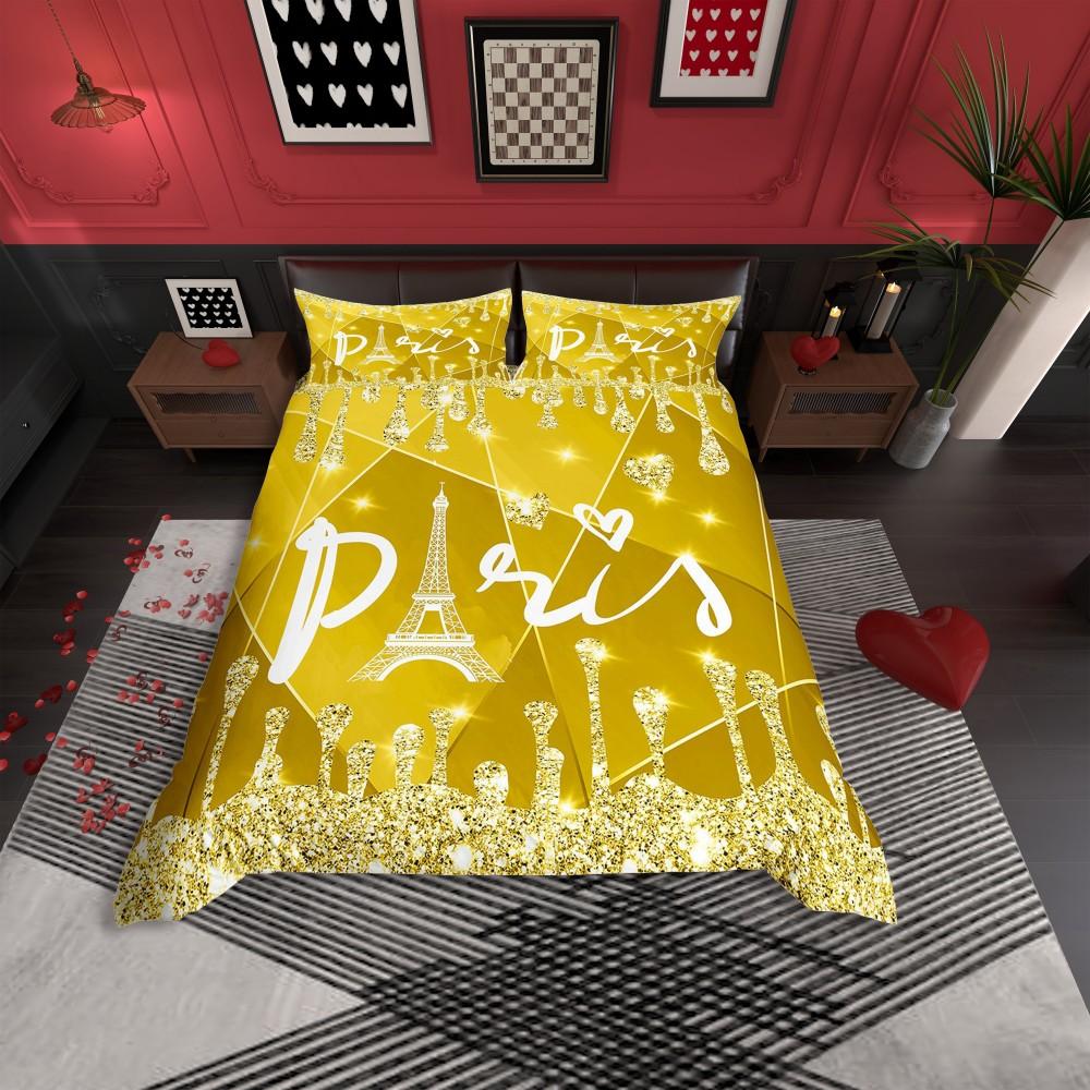 Comforter Homewish Red Sequin Print For Teensromantic Anniversary Paris Bedding Seteiffel Tower Reversible Bed Set
