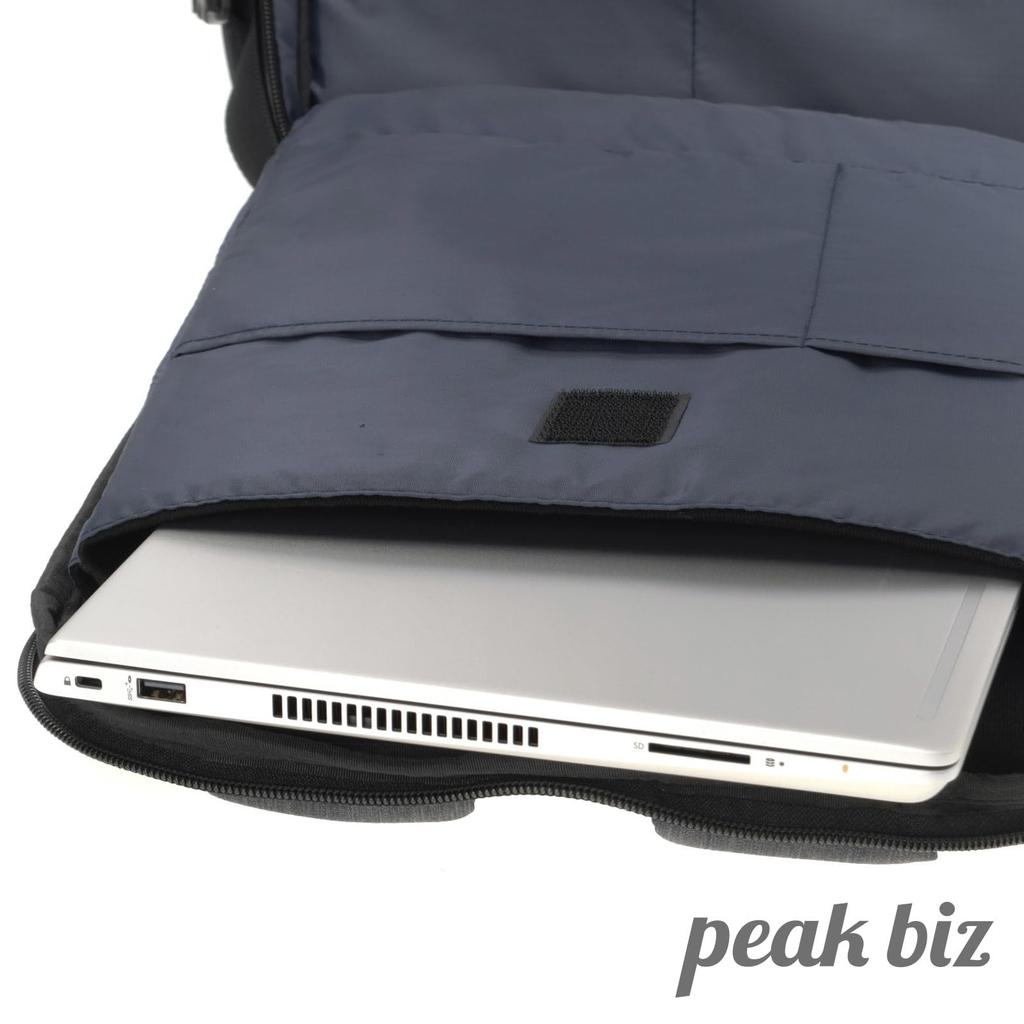 Peakbiz Men's Business Backpack with Expandable Function, Fits 15-inch and 13.3-inch Laptops, Lightweight, Large Capacity, A4 Size, 12 Pockets, Slim