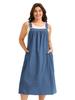 Plus Size Women's Cotton Pleated Suspender Dress with Pockets - Casual and Slimming Fit
