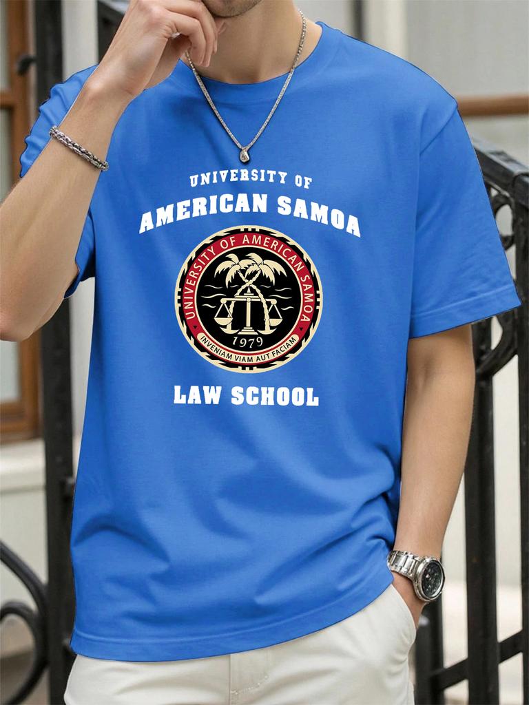 American Samoa Law School Print Men T Shirts AllMatch Cotton TShirt Casual Crewneck Loose Streetwear Man Summer Basics Top