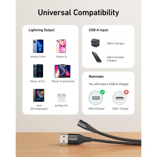 Anker PowerLine+ II Lightning Cable MFi Certified Heavy Duty Compatible with iPhone 14 / 13 / 12 / SE (3rd Generation) iPad (3.0m Black)