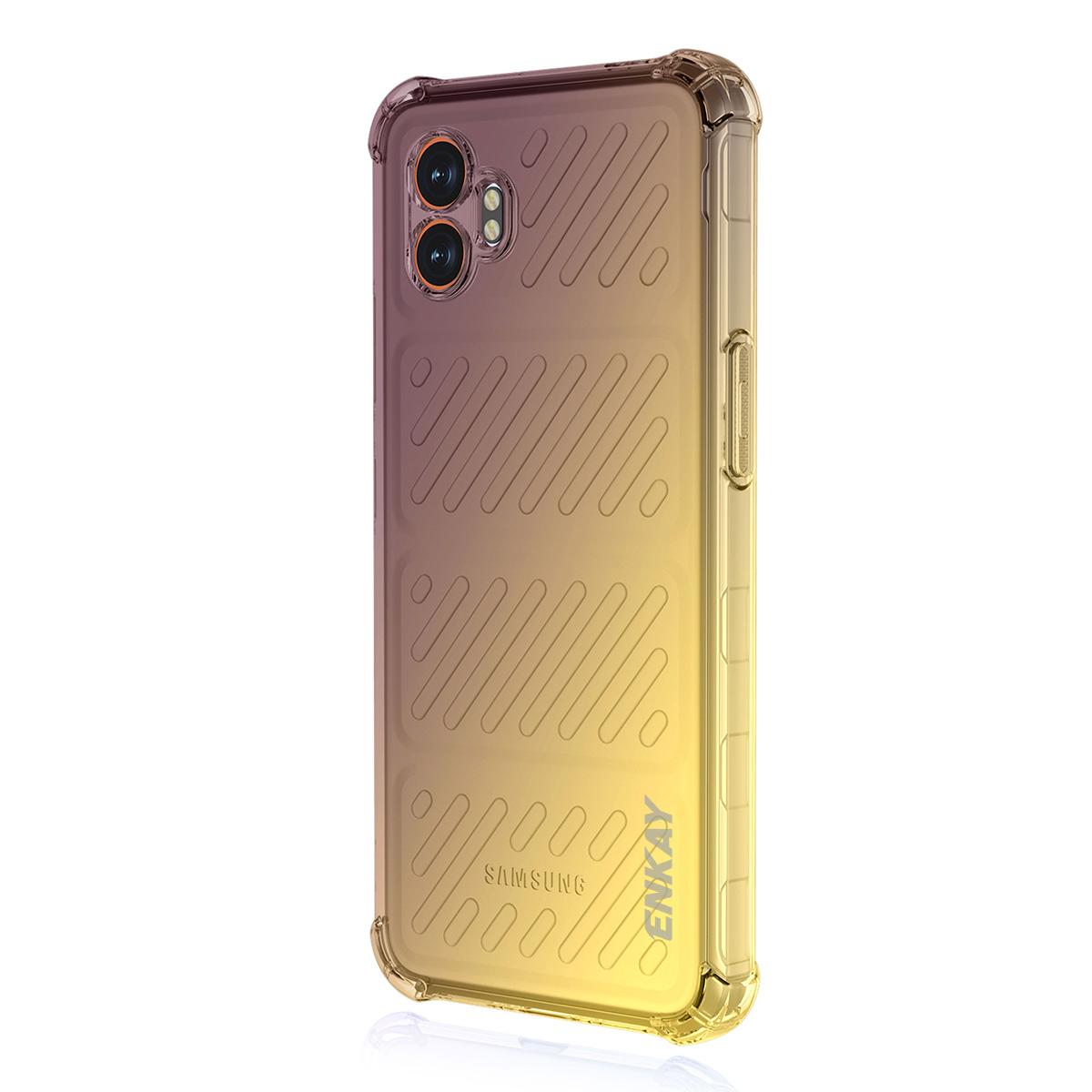 

For Samsung Galaxy XCover7 Pro TPU Case ENKAY Thickened Four Corner Drop-proof Phone Back Cover Purple Gold
