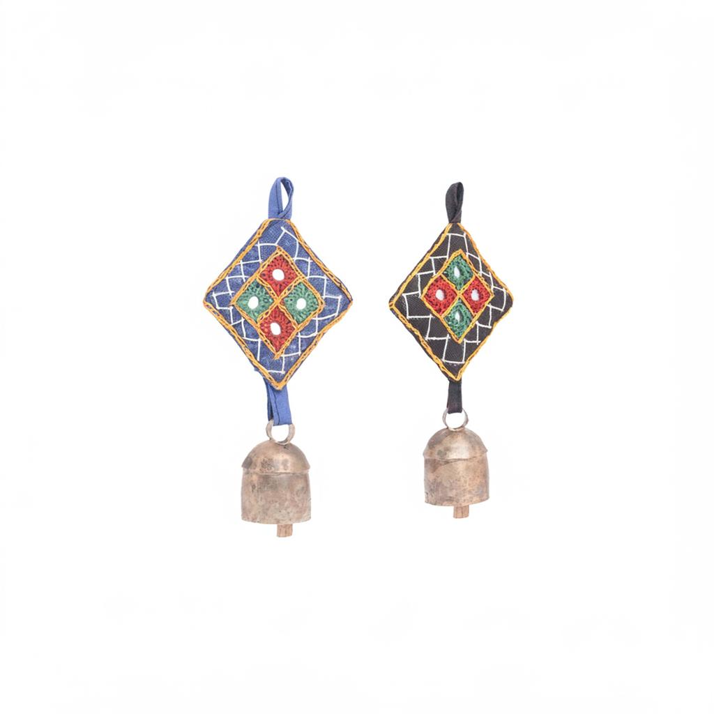 Handmade Mirror Work Bell Hanging – Decorative Bell, Door Hanging, Wall Hanging, Ethnic Ornament, Metal Bell, Festive Decoration