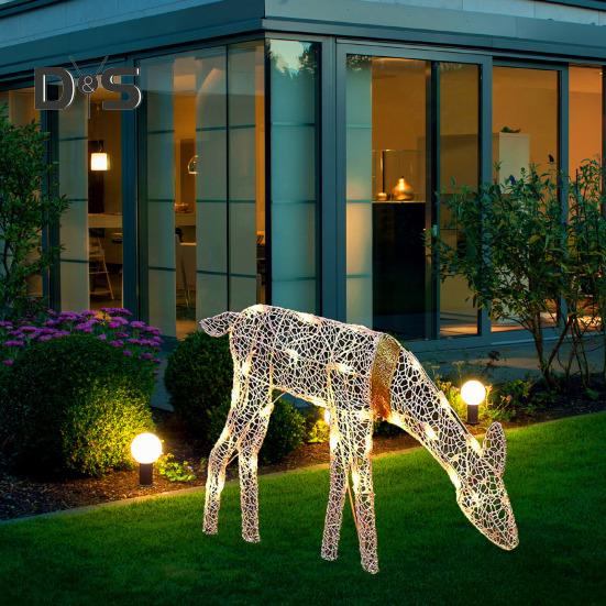 LED-Rentier-Weihnachtsdekoration, Eisenrahmen, Beleuchtung, Hirsch-Ornament, Rentier-Statuen für drinnen und draußen, für Garten, Rasen, Hof, Dekor