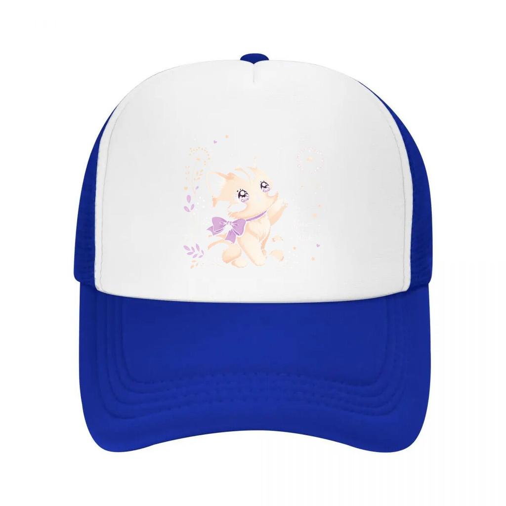 Sweet Pastel Kitten Wish Charm Mesh Baseball Cap Casual Hat Outdoor For Womens Unisex FeUnisex