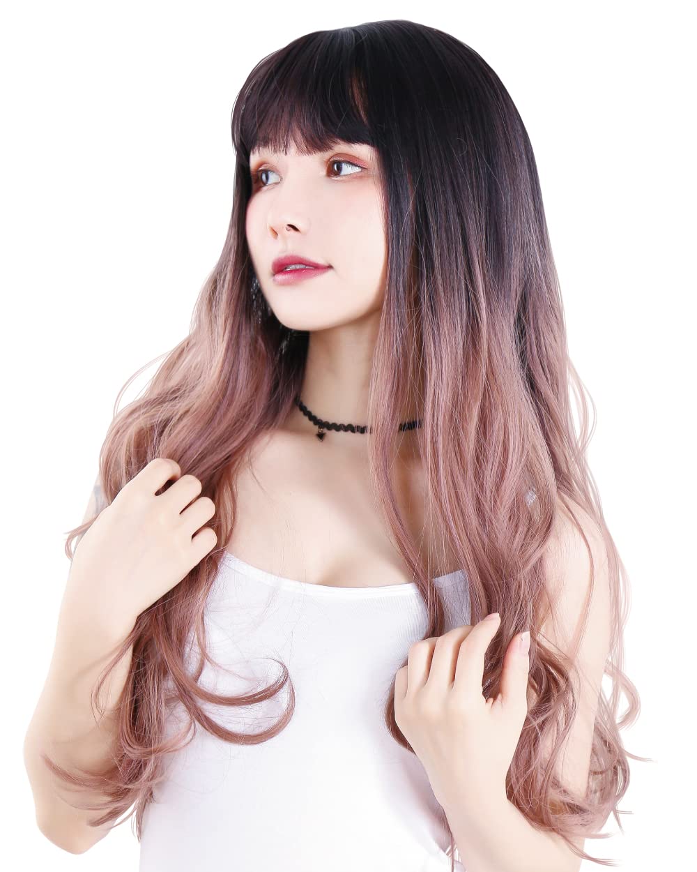 

Tefure Fujitatsu Long Wave Wig Natural Gradient Wide Variety of Colors Cosplay Wig Net Included x Coral [TefuRe] C-8256 (Black Pink)