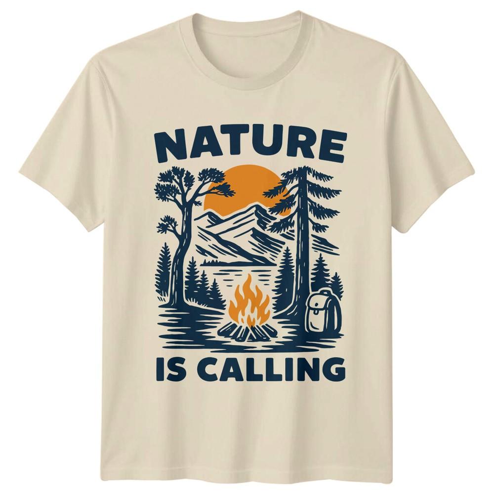 Nature Is Calling Hiking Outdoors Unisexs TShirt Unisexs Tee Graphic Unisex Top