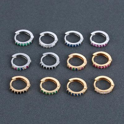 Jewelry Huggie Hoop Earring CZ Ear Piercing Zircon Ear Stud Cubic Zirconia Colorful CZ Earrings