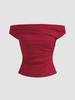 Top Corto Fruncido Hombros Descubiertos Y2K Mujer Liso Ajustado Tipo Tubo Camiseta Sexy Chica Picante Hombros Descubiertos Blusa Elegante para Citas Ropa de Calle Verano