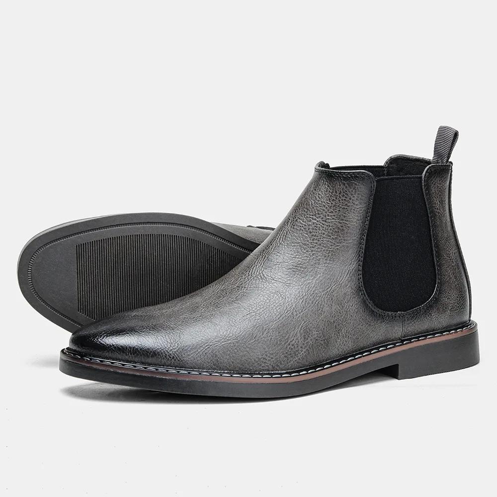 Fashion Botas Para Hombre High Quality British Men Shoe Men Chelsea Boot Fashion Leather Shoe Retro Men Large Ankle Boot Men Winter Shoe