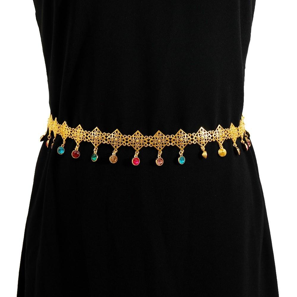 

Womens Metal Waist Chain With Hollow Design And Waterdrop Tassels For Summer Casual Outfits Style 3