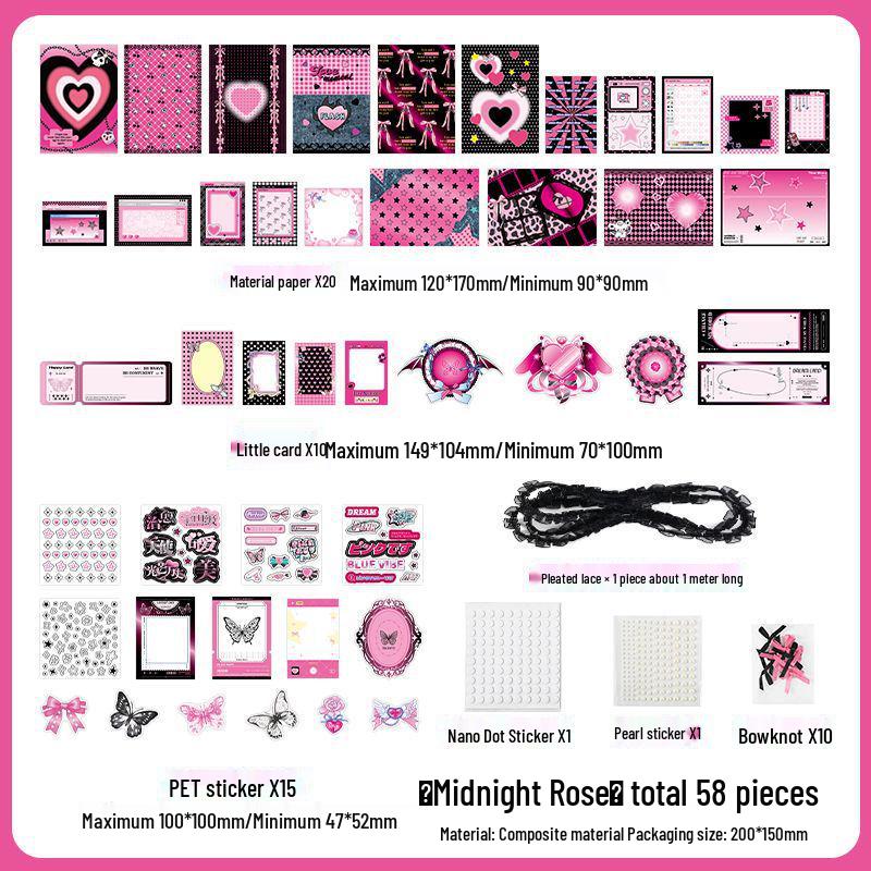 Happy Ribbon Lace Ita Bag: Red Paper Background, Beauty Stickers & Punch Board