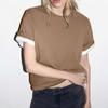 100% Cotton Round Neck Solid Color T-shirt Women's Short Sleeved Top