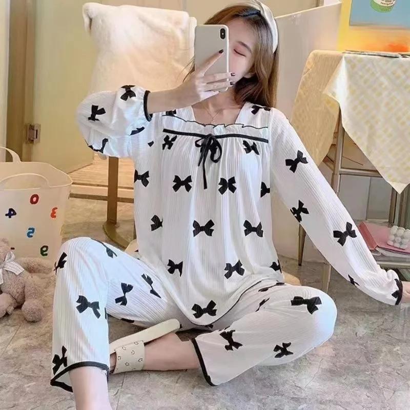 New Ladies Two-Piece Pajamas Women Spring and Autumn Can Be Worn Outside Loose Homewear Comfortable Leisure Homewear Suit