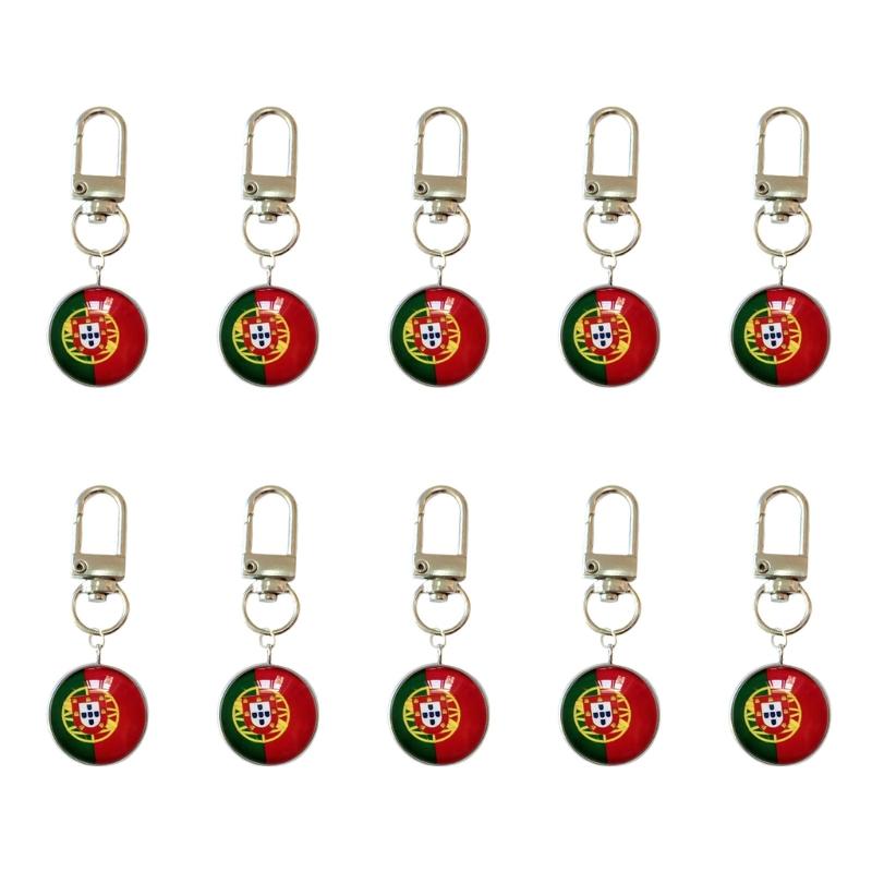 Set Of 10 Piece Stylish Soccer Keychains With National Flags Ideal For Gifts Travel Or Daily Use As A Fun Accessory
