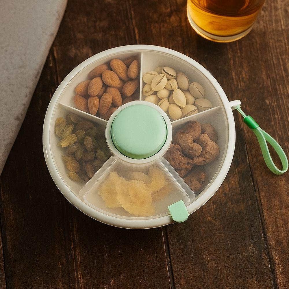 5 Compartments Snack Spinner Portable Snack Storage Box Dry Fruit Tray Sealed Fruit Tray  Car Rides