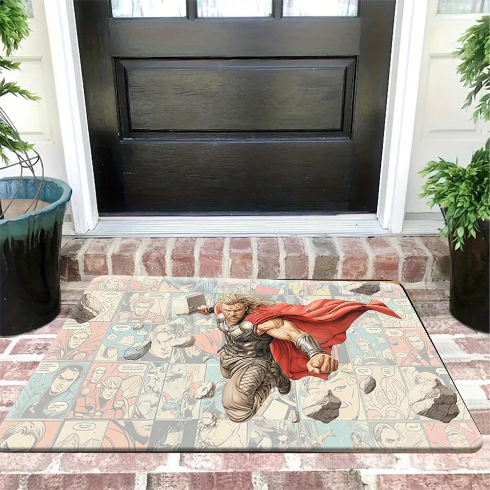 1pc, Floor Mat, Designed with Superhero & Classic Heroes Theme, Multiple Sizes, Suitable for Living Room, Bathroom, Kitchen,
