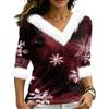 Women's Christmas V-Neck Top Elegant Cut for Party Date and Casual Wear