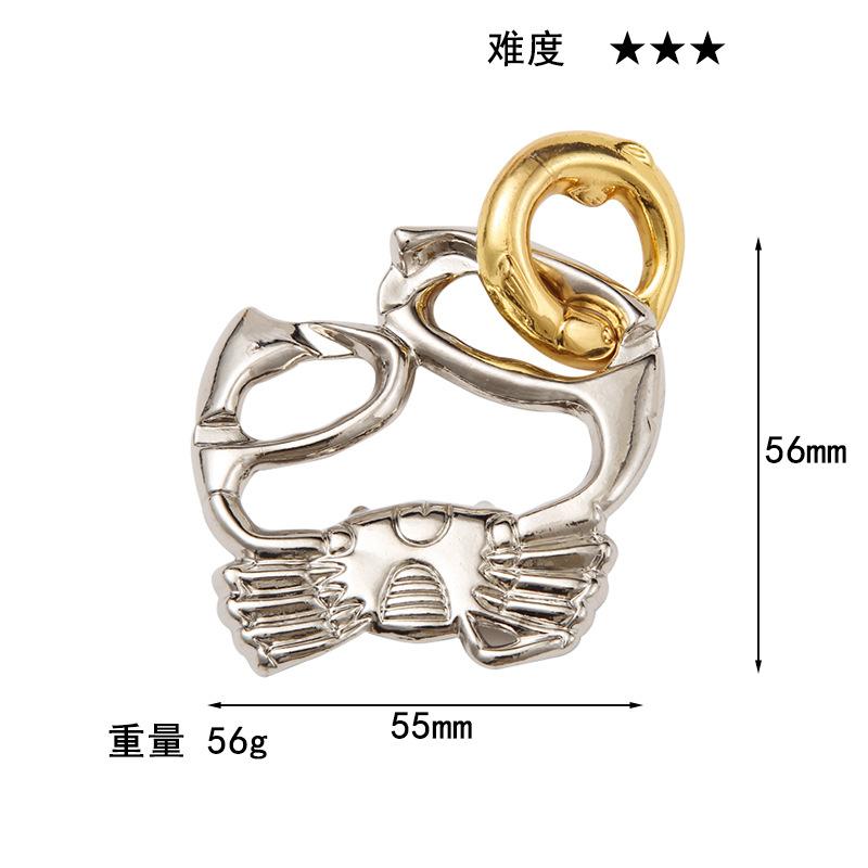 Puzzle Zinc Alloy Intelligence Unlocking Ring Unlocking Set, Nine-Link Educational Toy, Kong Ming Luban Lock Mechanism Box