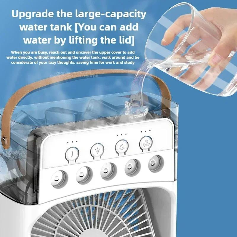 Three In One Household Air Conditioner Small Air Cooler Portable Smallfan Household Night Humidifier Led Nightlight Fan