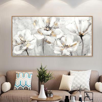 Pintura al óleo abstracta, arte de pared, pintura de flores de oro blanco, carteles escandinavos, impresiones, decoración del hogar, Cuadros para sala de estar