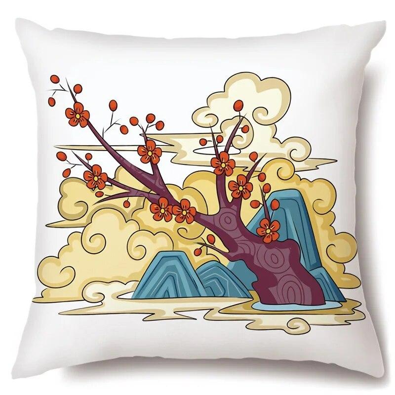 Pillowcase Crane Safflower  Beijing Opera Sofa Home Room Aesthetics