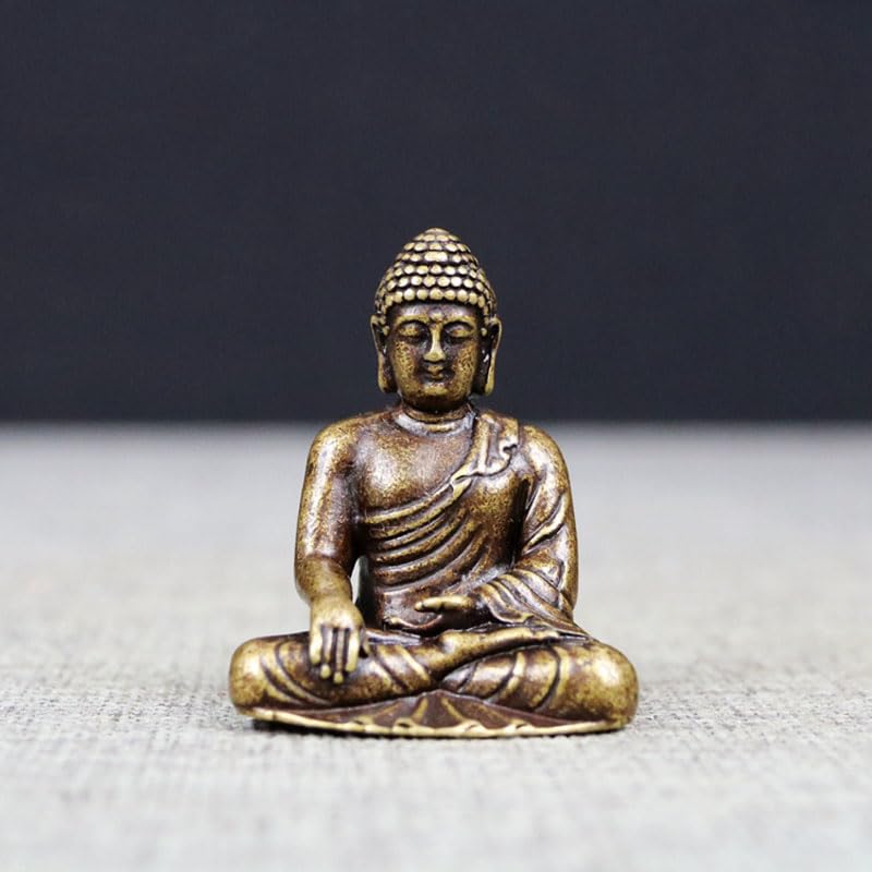 

Miniature Amitabha Buddha Statue (for those born in the Year of the Dog or Pig) Made of Brass (4.9cm high x 3.4cm wide) - Protective Buddha for the