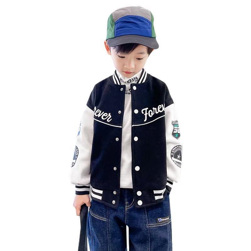 2024 Kids' Casual Loose Fit Retro Baseball Jacket